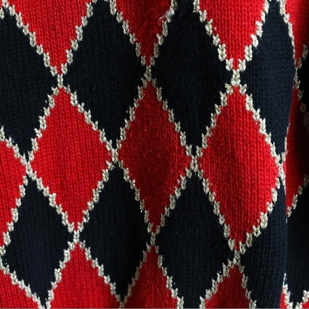 Vintage I B Diffusion 80s oversized knit geometric print sweater dark academia - Picture 7 of 8